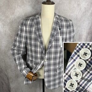 Paisley & Gray Blazer Men 42S Slim Plaid Seersucker Sport Coat Floral Lined NEW